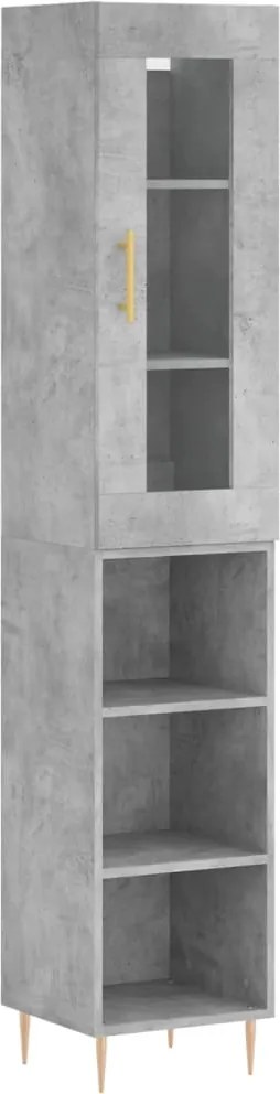 vidaXL Dulap înalt, gri beton, 34,5x34x180 cm, lemn prelucrat