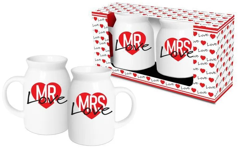 Set 2 Cani Lapte/Vin Fiert Mrs+Mr Love