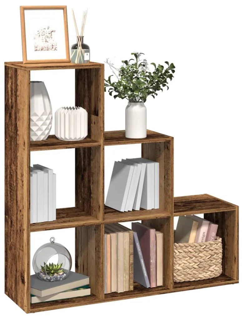 vidaXL Bibliotecă/separator, 3 niveluri  lemn vechi 99x29x99 cm lemn