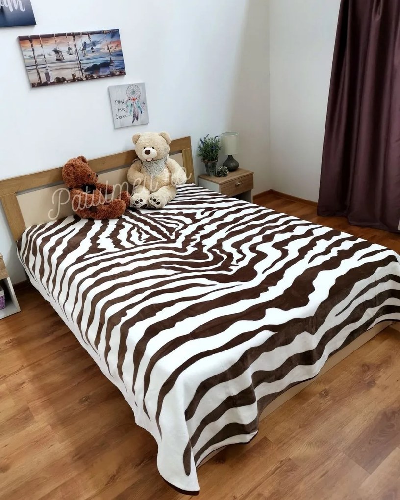 Patura Dubla Sarar Battaniye, Zebra, Alb / Maro, 200x240 cm, PSB-03