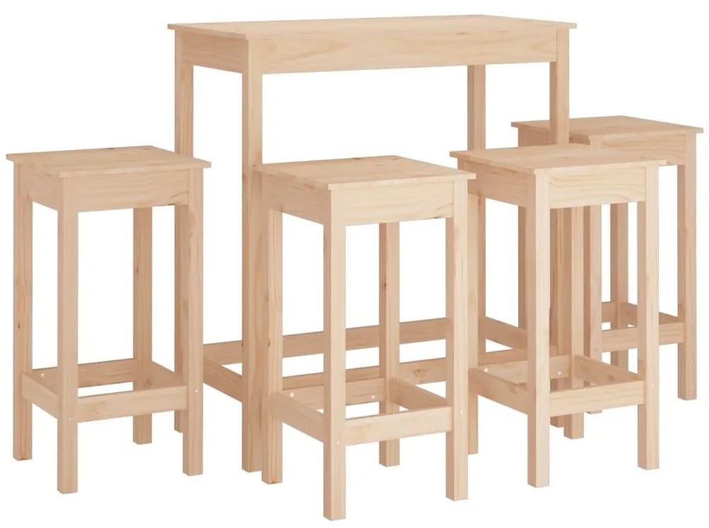 Set mobilier de bar, 5 piese, lemn masiv de pin