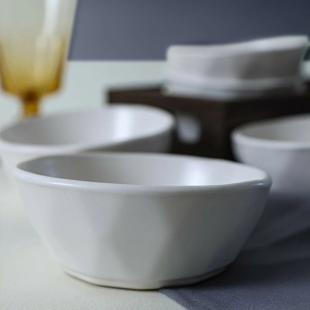 Set de 6 boluri din ceramică Facetta 12 cm, alb