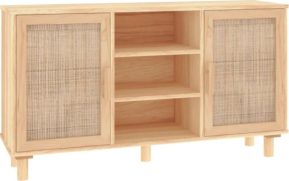 345641 vidaXL Servantă, maro, 105x30x60 cm, lemn masiv pin și ratan natural