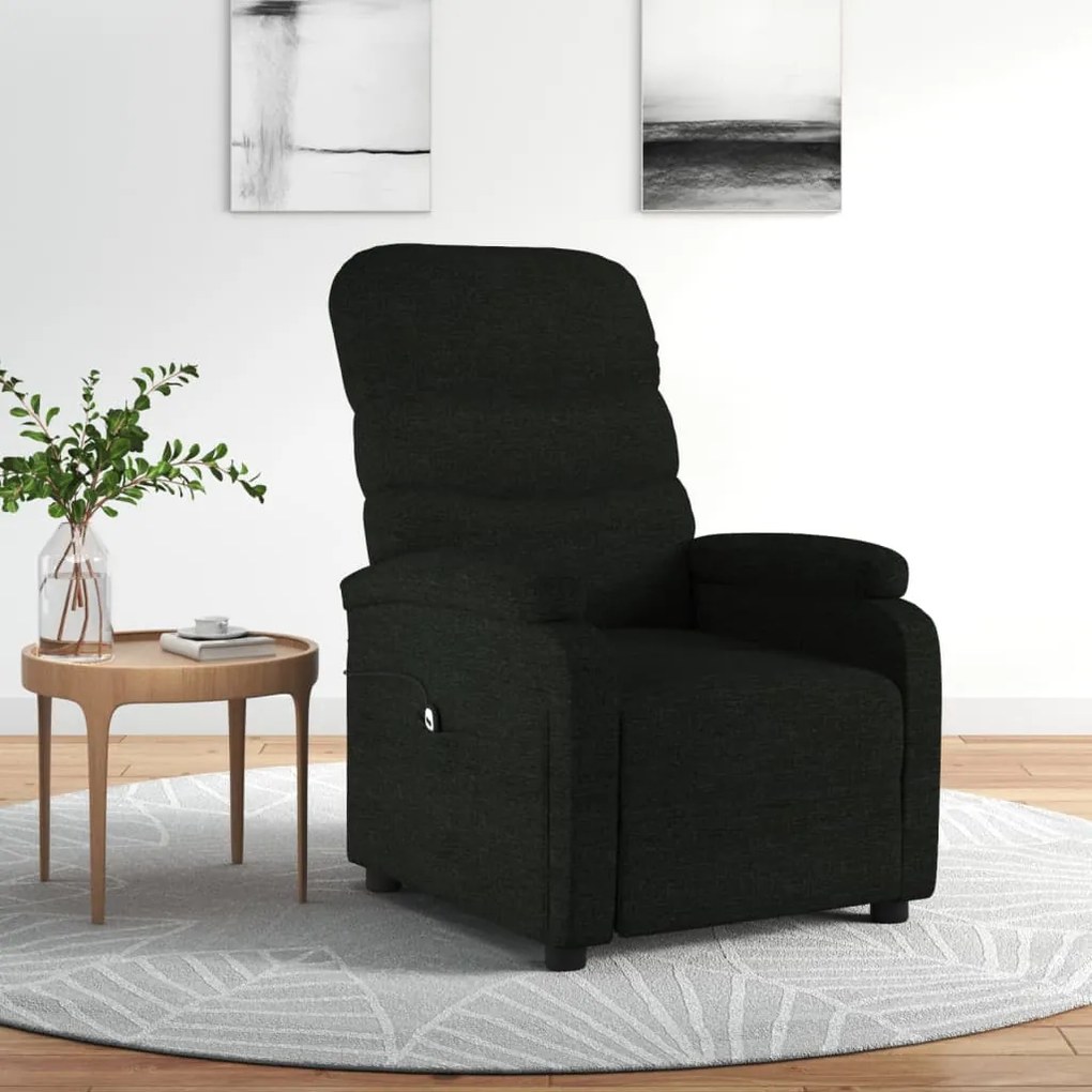3073686 vidaXL Fotoliu rabatabil electric, negru, material textil