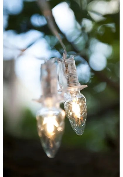 Instalație LED de exterior de extensie CONE FILAMENT 20xE10 14m transparent/alb cald IP44