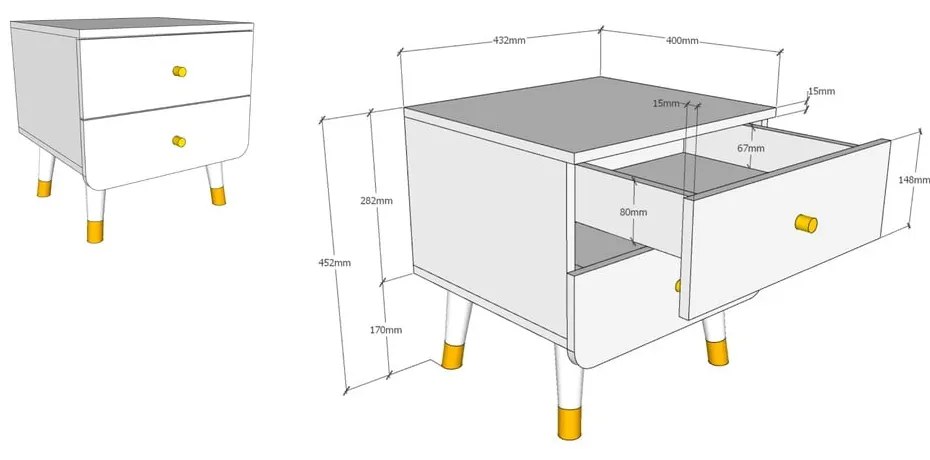 Noptieră din lemn de pin pentru camera copiilor Vipack Billy, verde măsliniu