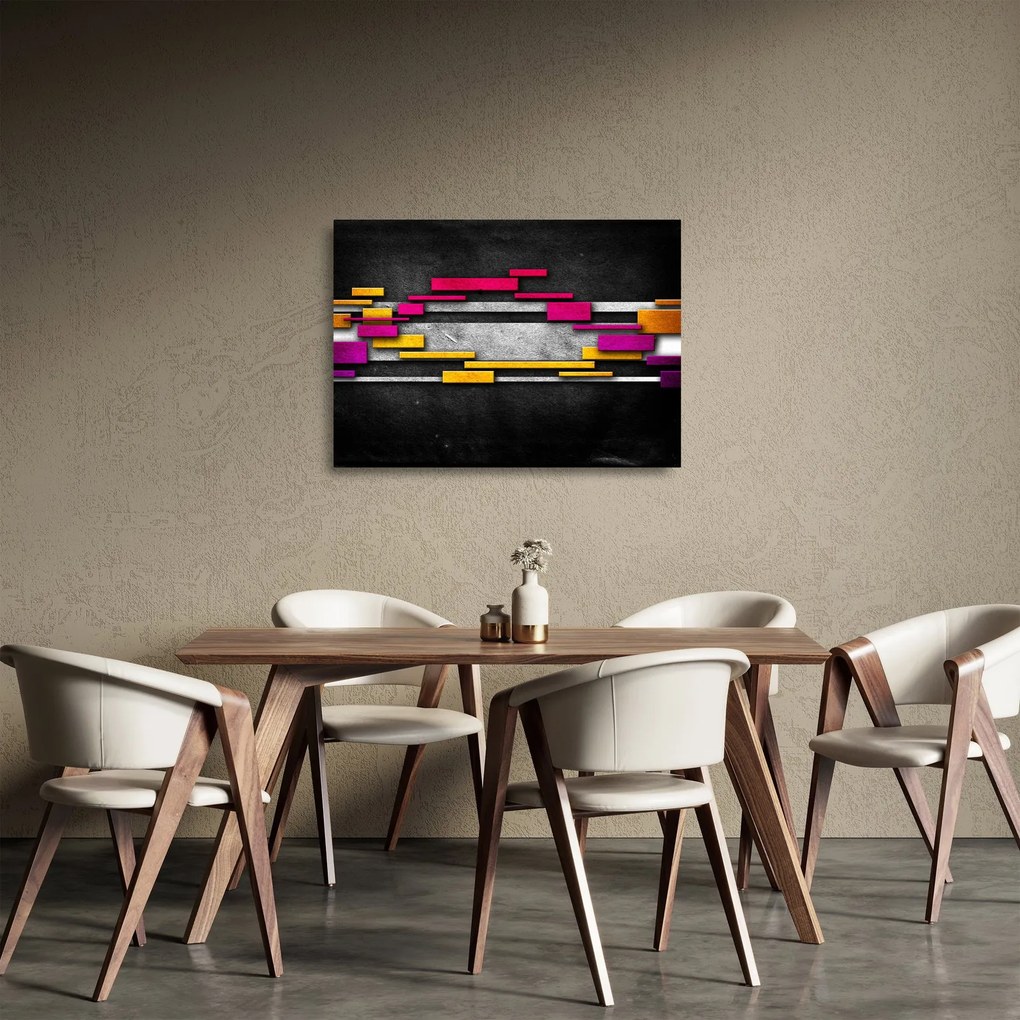 Tablou pe sticlă - Abstrac colorat, fundal negru (70x50 cm)