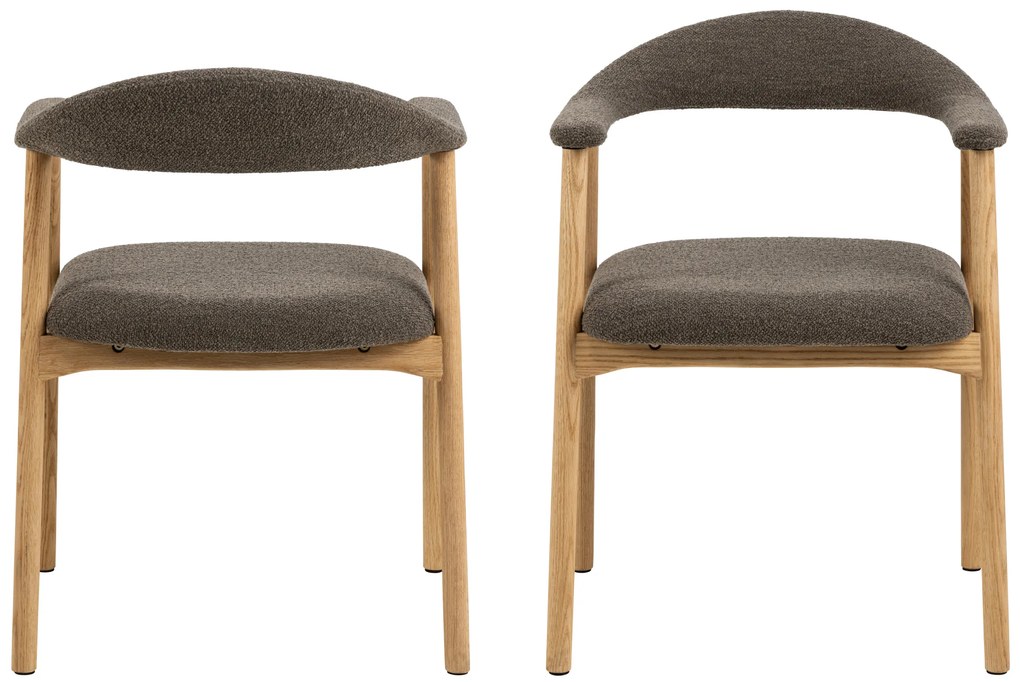 MAZZONI EXPORT ADELE Maro Taupe (țesătură Monza 40)/cadru Stejar Natural - SCAUN DIN LEMN BOUCLÉ PENTRU SALON SUFRAGERIE BUCĂTĂRIE RETRO