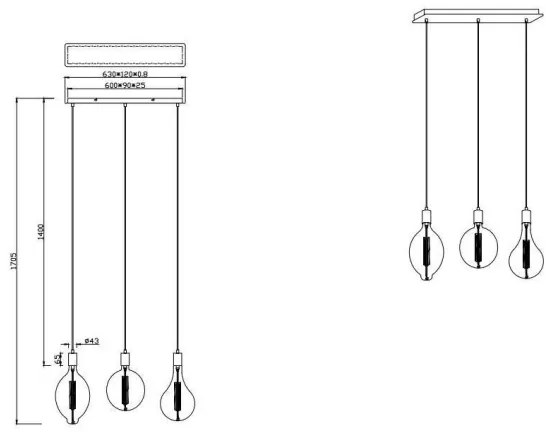 Lustră LED pe cablu dimabilă GINSTER 3xE27/8W/230V Trio