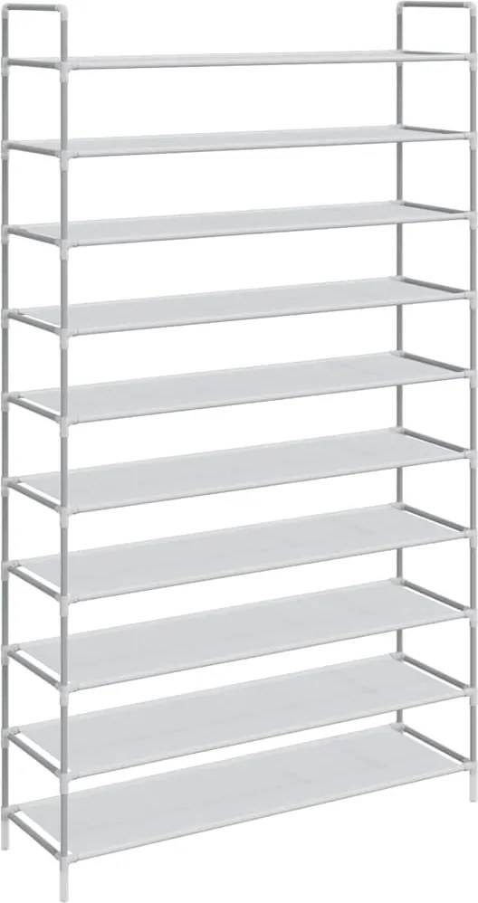 vidaXL Raft încălțăminte 10 etajere, metal și textil nețesut, argintiu