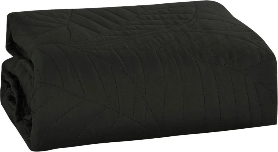 Cuvertură de pat gri închis cu un motiv de frunze Lățime: 200 cm | Lungime: 220 cm