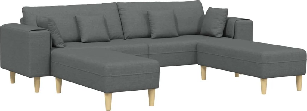 vidaXL Canapea cu pernă 3 pcs Gri închis țesătură