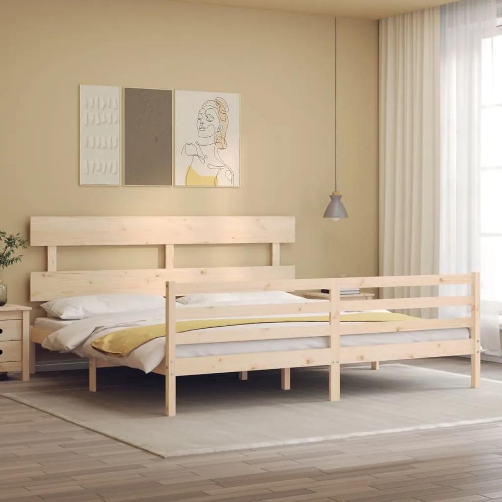 3195106 vidaXL Cadru de pat cu tăblie Super King Size, lemn masiv