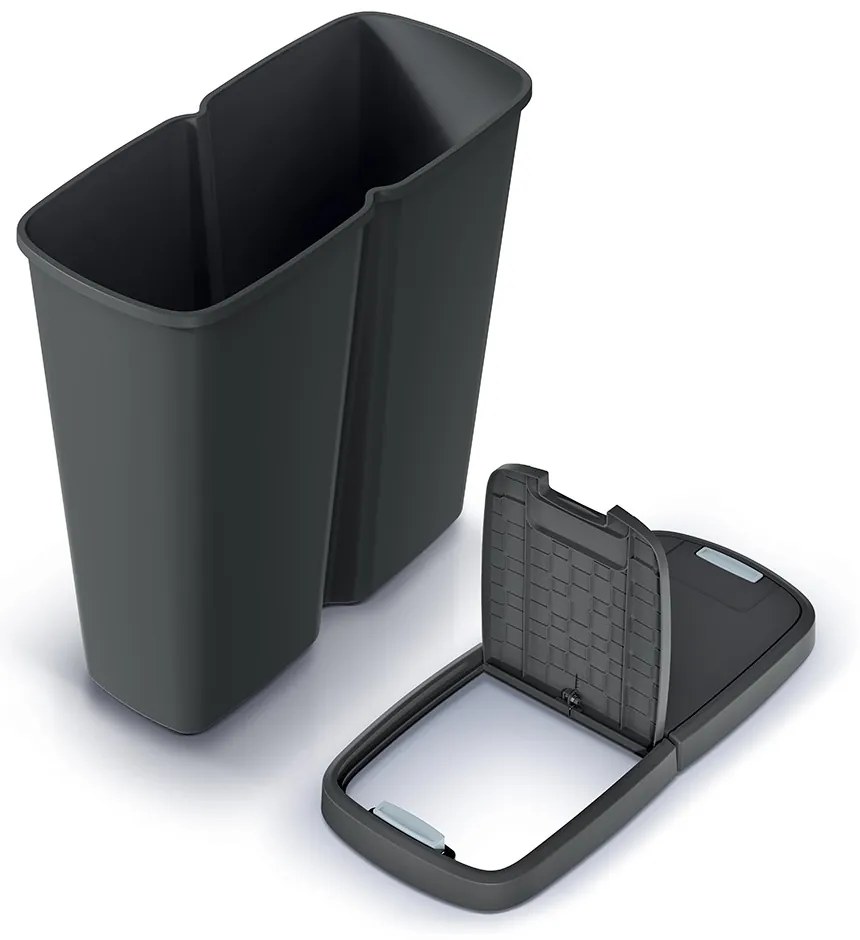 Coș de gunoi DUO negru, 50 l, negru