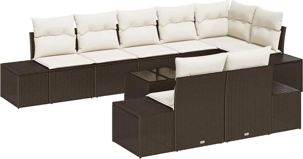 vidaXL Set de canapele pentru grădină Maro și Crem Rattan poli