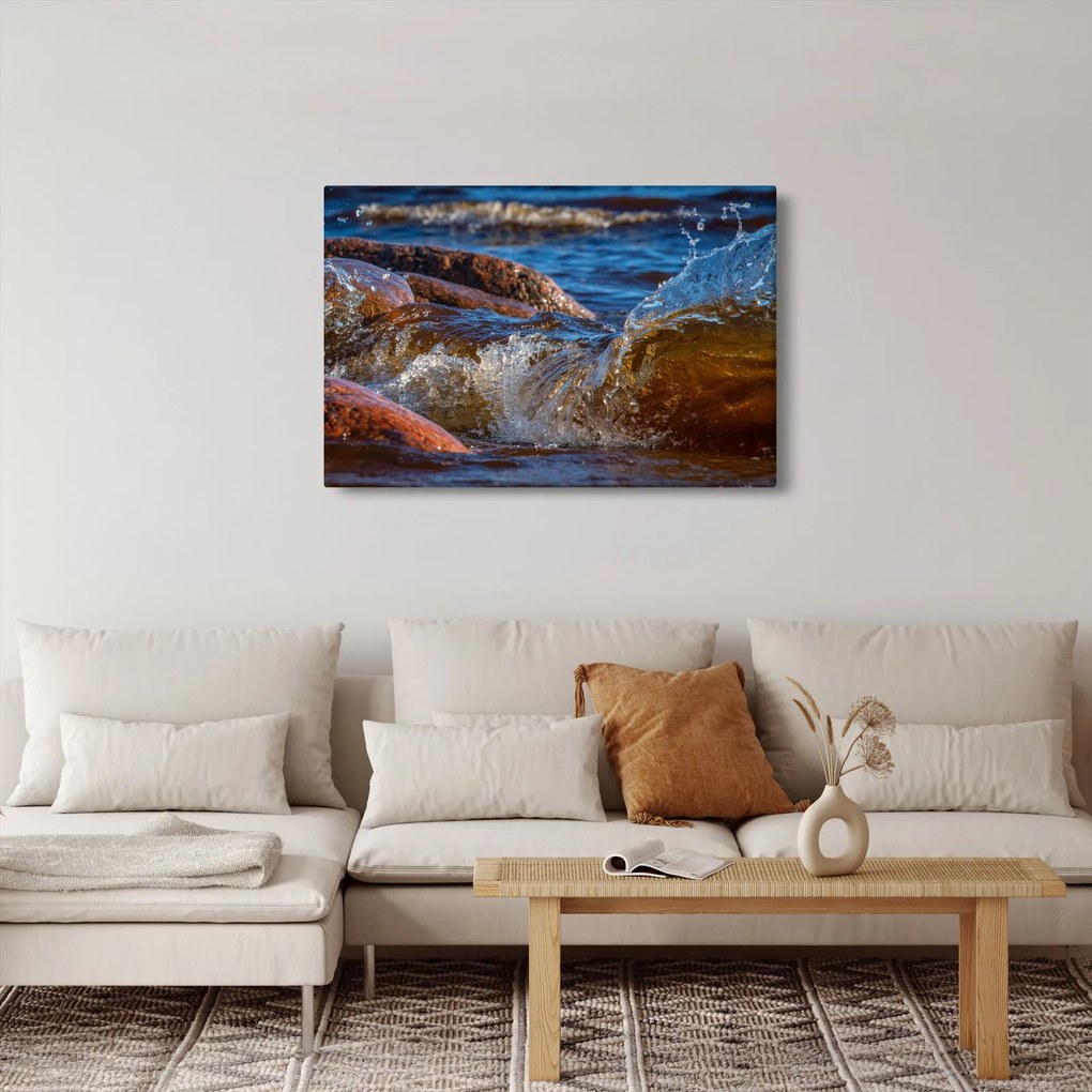 Tablou detailat - apa între pietre (90x60 cm)