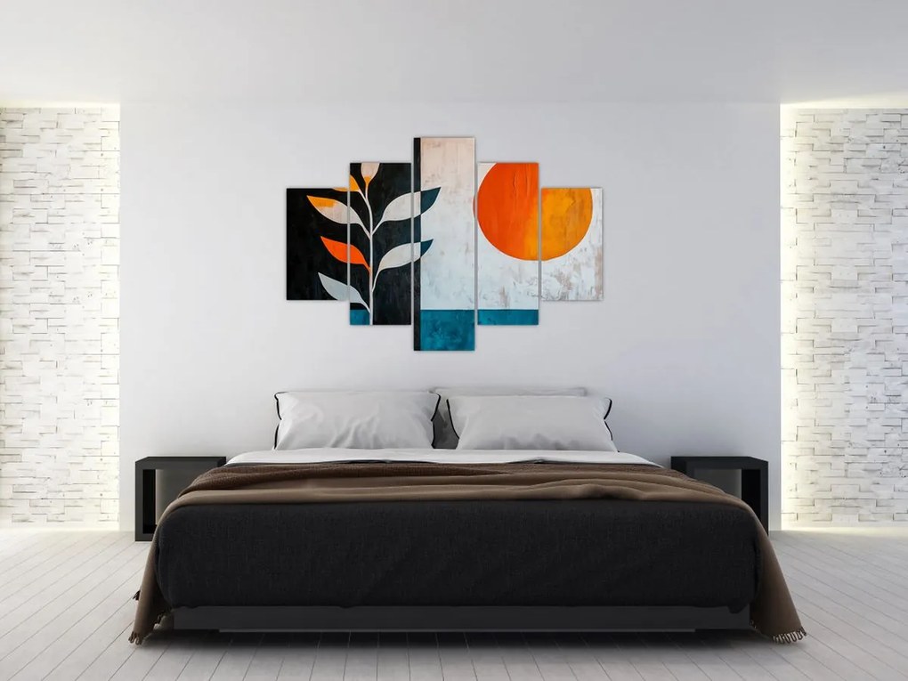 Tablou - Abstracție cu plantă și soare (150x105 cm)