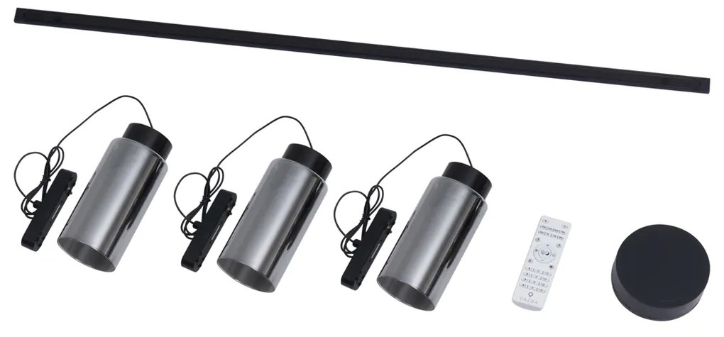 Sistem modern de iluminat pe șine cu 3 pandantive negre monofazate - Magnetic Vance