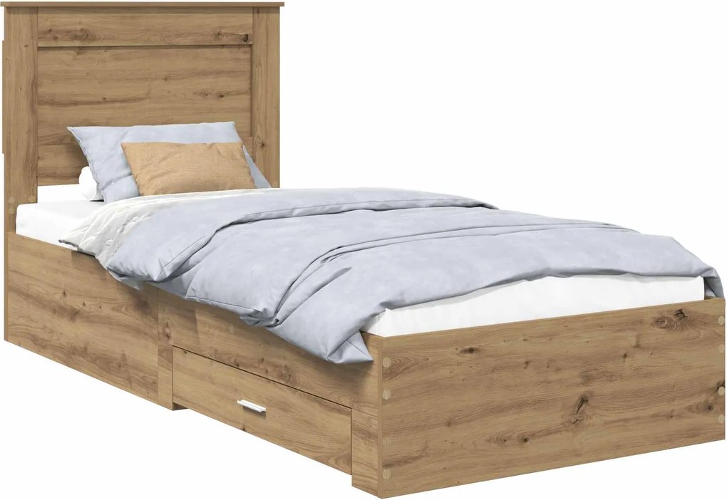 vidaXL Cadru de pat cu sertar cu headboard cu depozitare Lemn compozit