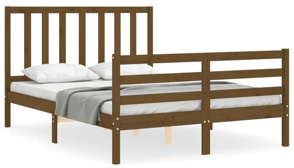 3193859 vidaXL Cadru de pat cu tăblie, maro miere, 140x200 cm, lemn masiv