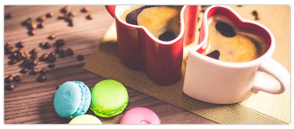 Tablou cu cafea și macarooni (120x50 cm)