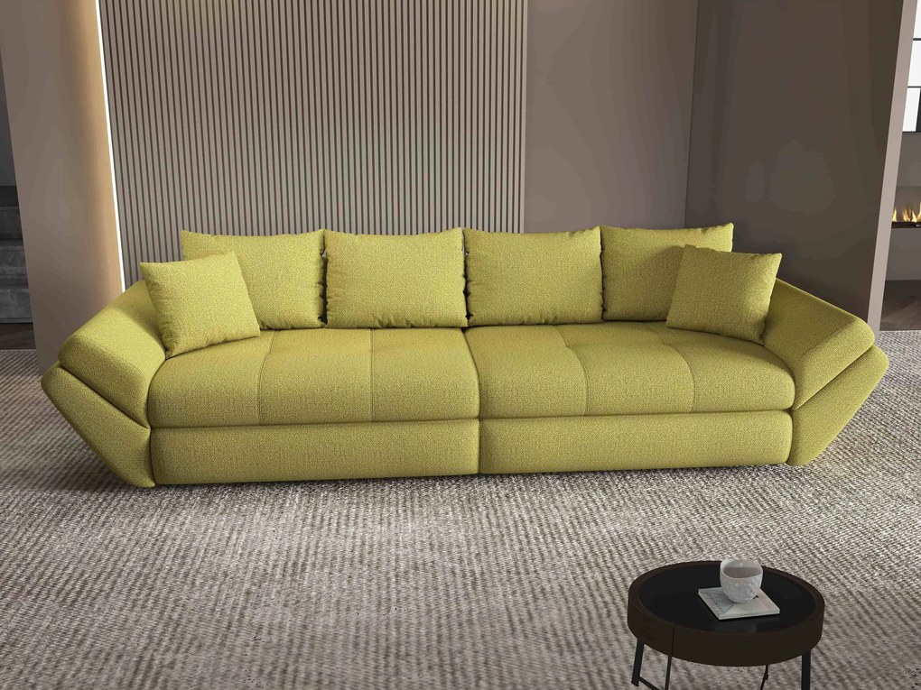 Canapea extensibilă dumonde cu ladă de depozitare si sezut confortabil din spuma high-density, Loana Enjoy Verde 300x100 cm