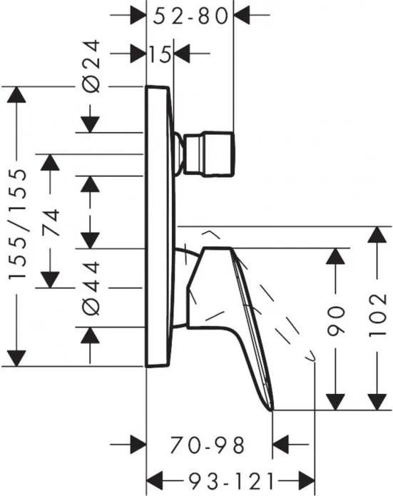 Baterie cada/dus incastrata, Hansgrohe Logis, crom, 71405000