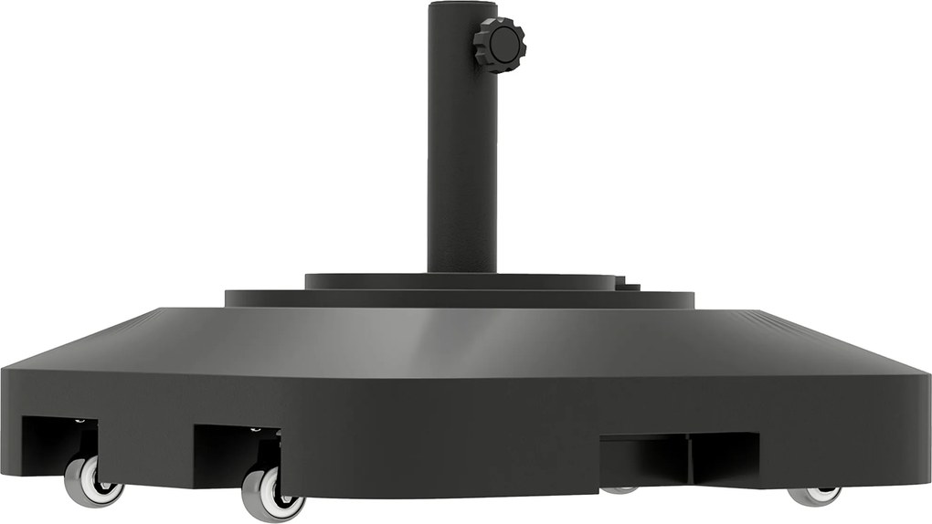 Outsunny Bază pentru Umbrelă cu Roți și 2 Frâne, Bază Reumplibilă din HDPE pentru Umbrelă cu Nisip 25 kg sau Apă 19 kg, pentru Stâlpi de Ø38/48 mm, 48x48x32,5 cm, Negru | Aosom Romania