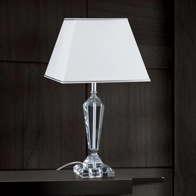 Veioza, lampa de masa design LUX VERONIQUE, crom/ abajur alb