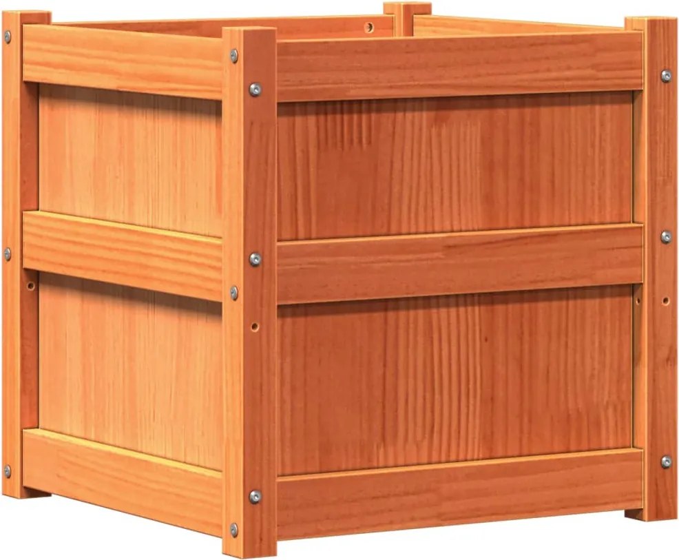 vidaXL Jardinieră de grădină, maro ceruit, 50x50x50 cm, lemn masiv pin