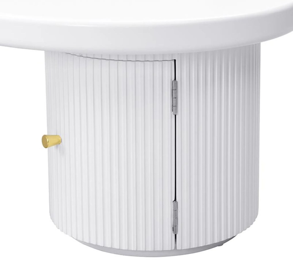 Măsuță de cafea asimetrică cu spațiu de depozitare, pentru living și birouri, 100x60x37 cm, Alb