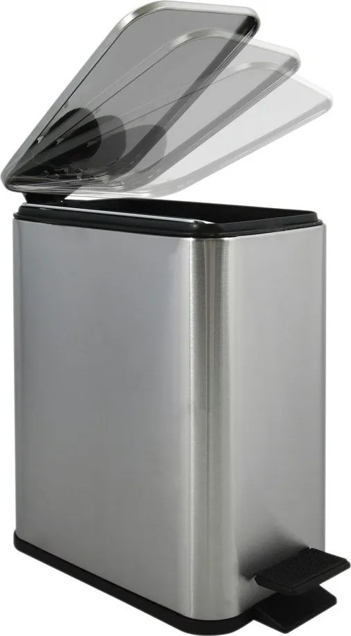 Coș de gunoi argintiu mat cu pedală din oțel 5 l Erik – Spirella