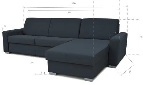 Canapea colțar extensibilă LEKA albastră, cu spațiu depozitare, pentru dormit zi