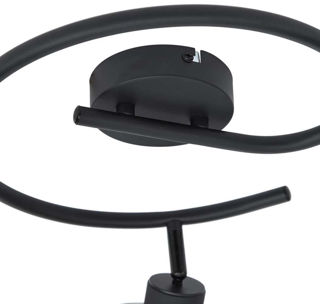 Spot de tavan negru de design cu sticlă fumurie rotundă cu 3 lumini - Domo