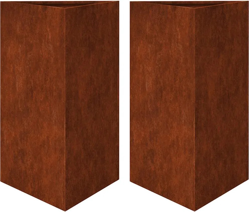 vidaXL Jardiniere de grădină 2 buc Triunghiular Oțel pentru intemperii