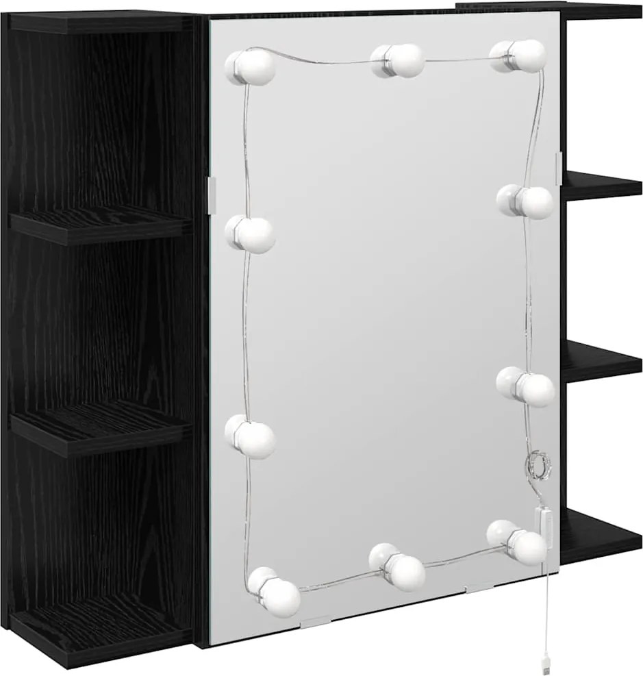 vidaXL Dulap cu oglindă Stejar Negru 70 x 16,5 x 60 cm Lemn compozit