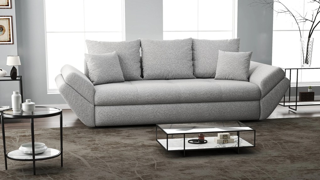 Canapea extensibilă dumonde cu ladă de depozitare si sezut confortabil din spuma high-density, Loana Euphoria Dove 250x100 cm