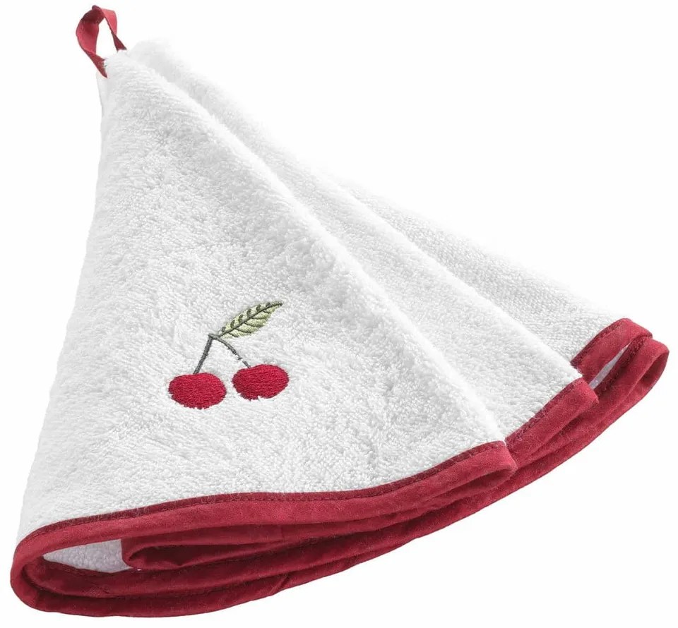 Prosop roșu/alb din bumbac frotir 60 cm Cerisette – douceur d'intérieur