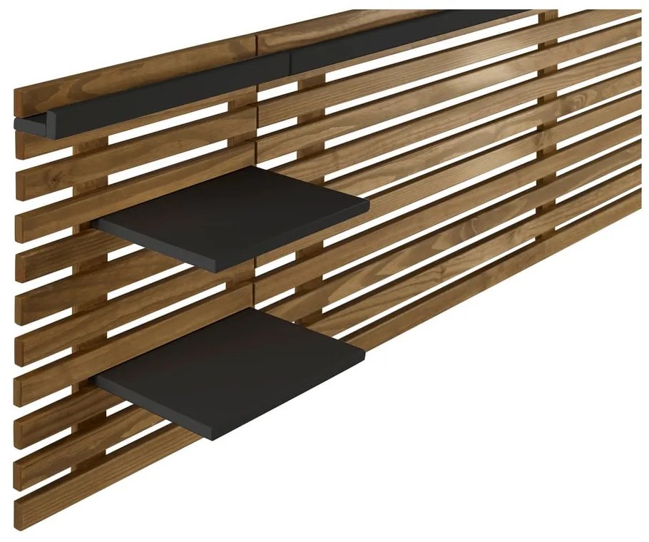 Tăblie de pat neagră/în culoare naturală din lemn masiv de pin 240x62 cm Nidra – Marckeric