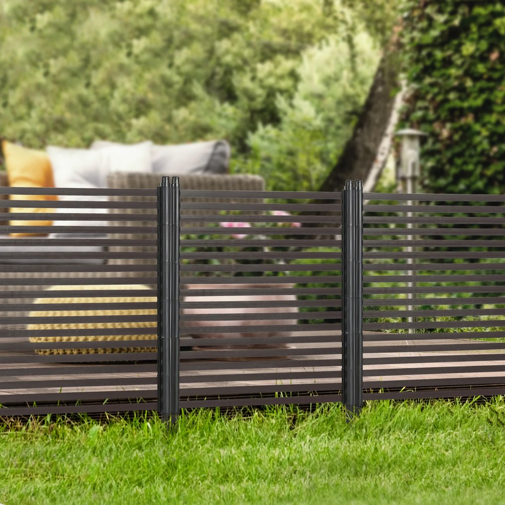 Outsunny Panou gard de grădină paravan metalic exterior cu picioare sau țăruși de înfigere, modular, 93L x 22l x 124H cm | Aosom Romania