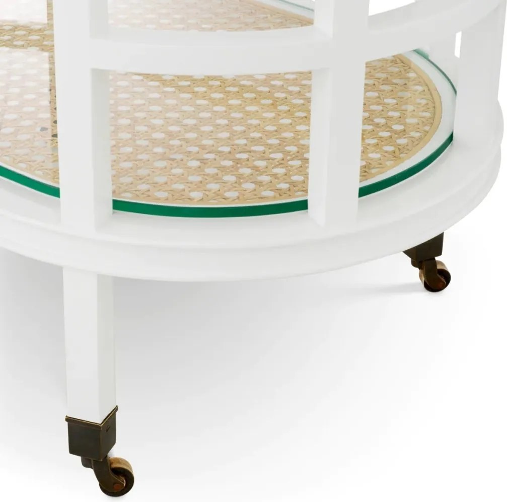 Gheridon LUX, Lemn, Rattan, Bahamas alb