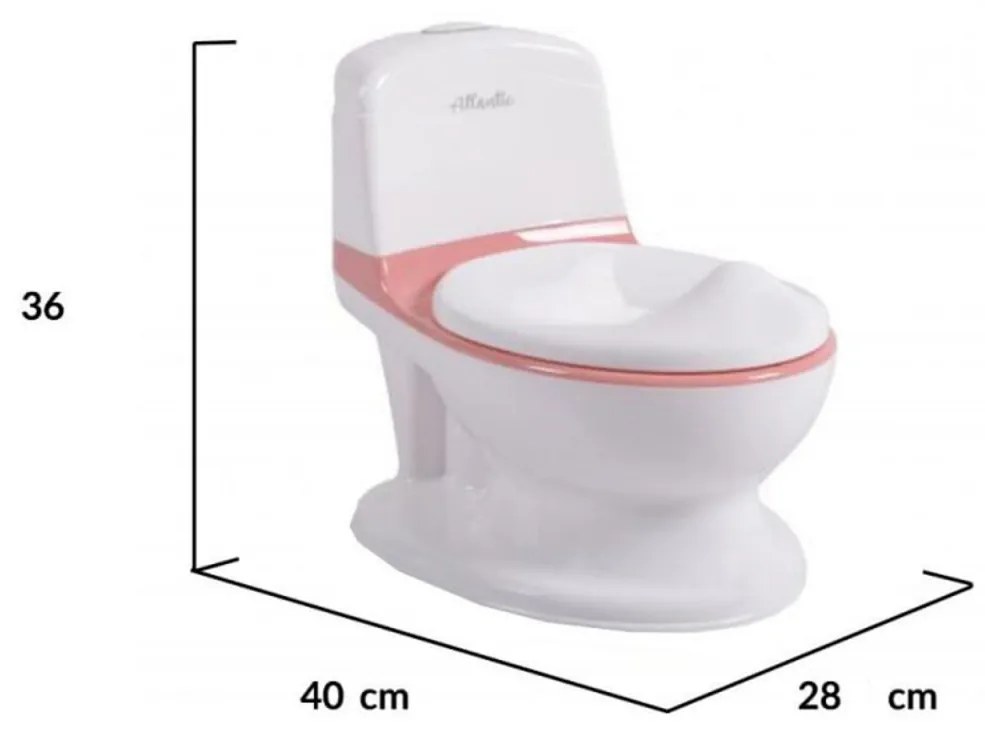 Olita premium pentru copii NOVOKIDS™ Atlantic seat, Cu sunete, Vas detasabil, Plastic non toxic, Suport hartie igienica, Roz cu Alb