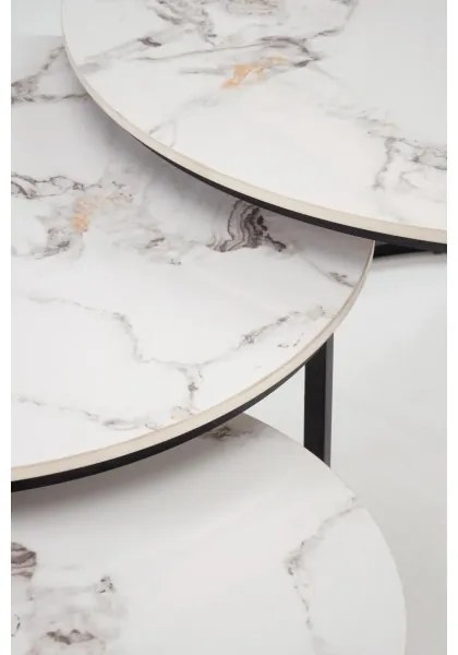 Set de 3 mese de cafea COMORO, alb/negru