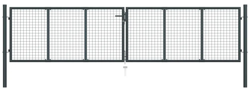 vidaXL Poartă de grădină din plasă, gri, 400 x 125 cm, oțel galvanizat