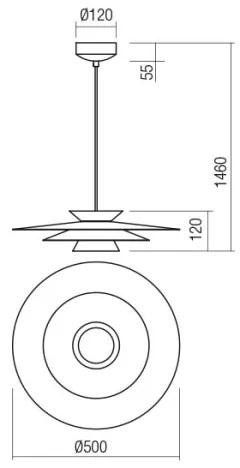 Redo 01-3001 - Lustră suspendată pe cablu FARGO LED/16,5 W/230 V, Ø 50 cm, negru/auriu