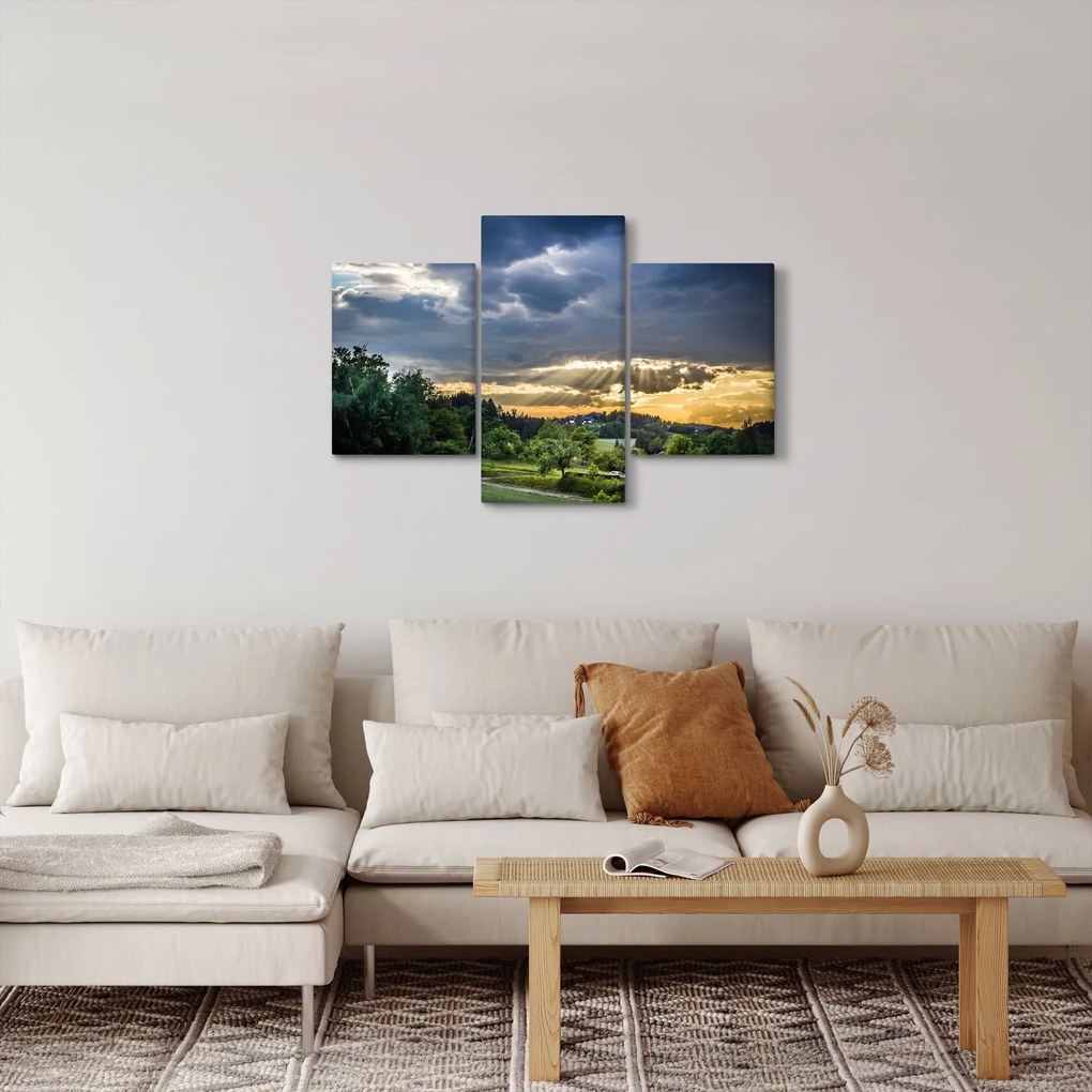 Tablou cu peisaj și raze de soare (90x60 cm)