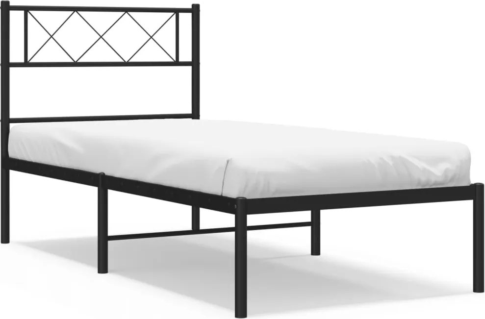 vidaXL Cadru de pat metalic cu tăblie, negru, 80x200 cm