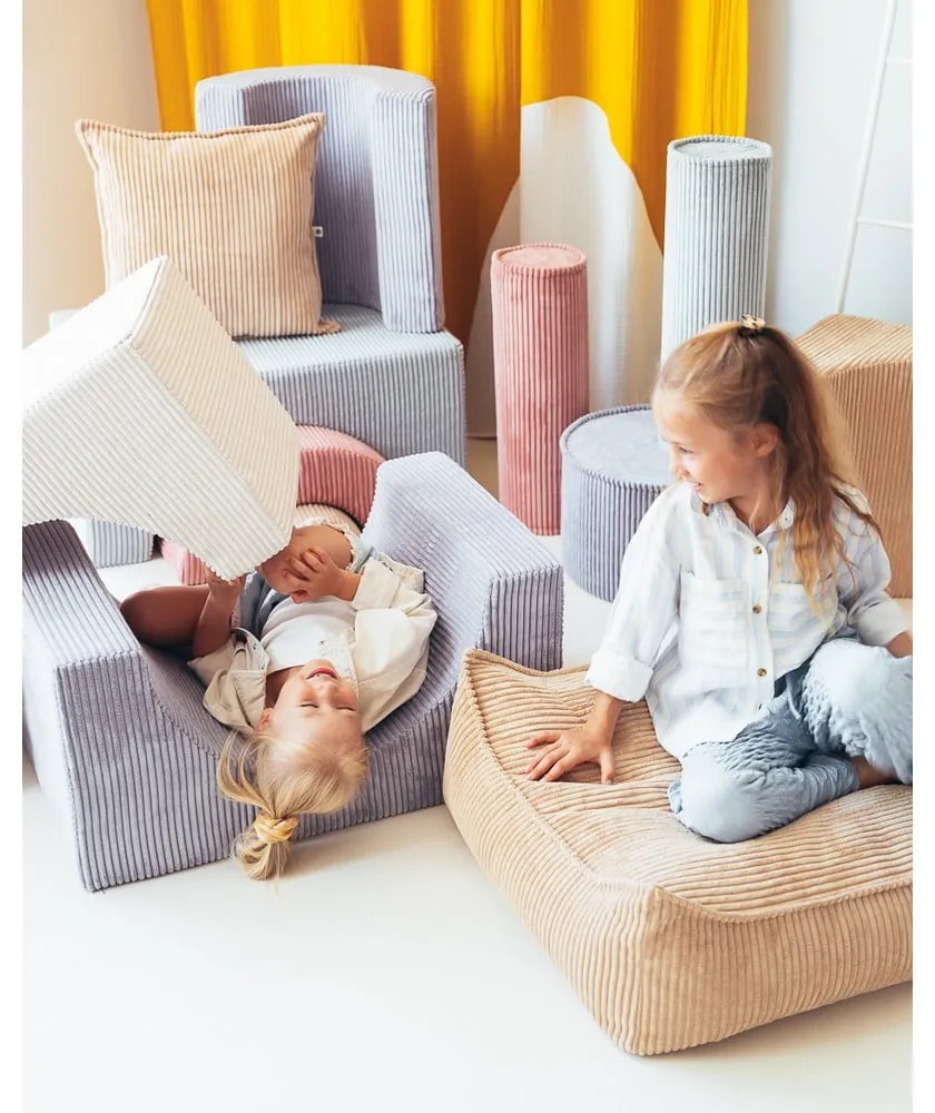 Set de joacă din spumă albastru din catifea reiată 75x49x37 cm Rainbow Montessori – Wigiwama