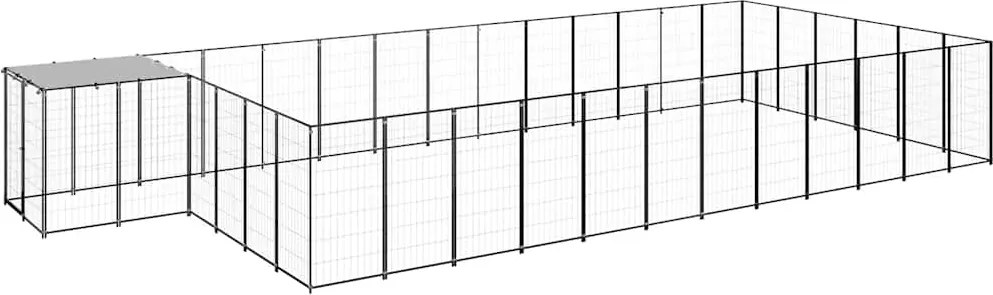 vidaXL Padoc pentru câini, negru, 22,99 m², oțel