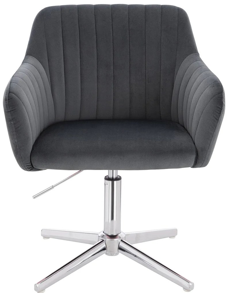 HR190CROSS Scaun Grafit din Catifea cu Bază Cromata